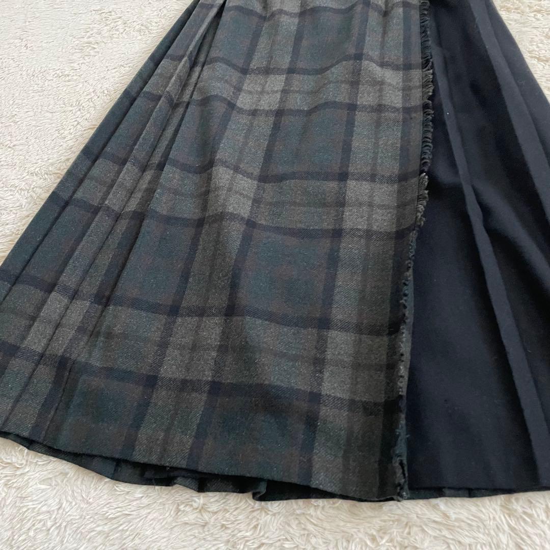 美品　オニール　別注アコーディオンスカート　ラップスカート　プリーツ　チェック