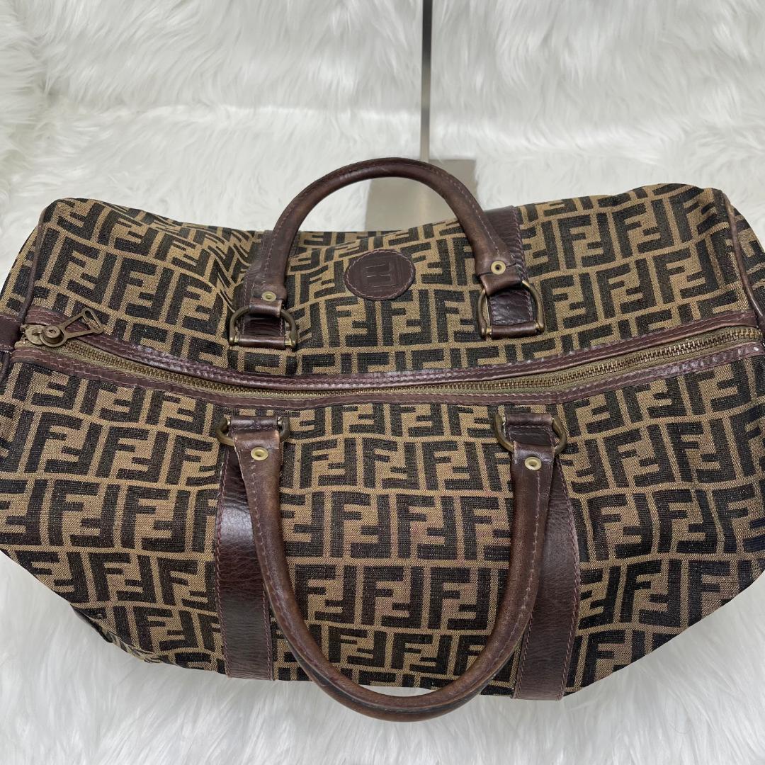 フェンディ　FENDI　ボストンバッグ　ズッカ柄　　PVC ブラウン　ブラック