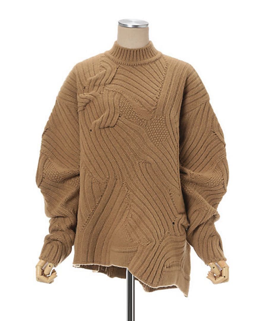 マメ mame ケーブルニット ブラウン