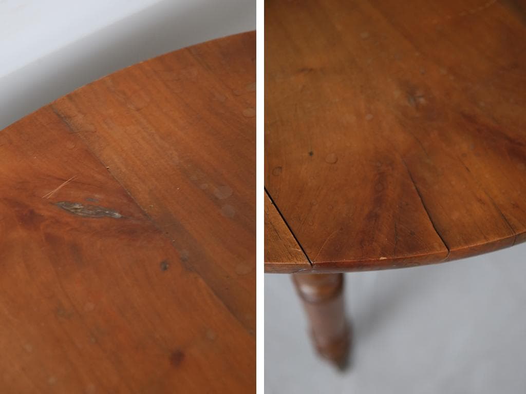 フランスアンティーク木製ドロップリーフテーブル/折畳式机バタフライ(90-186