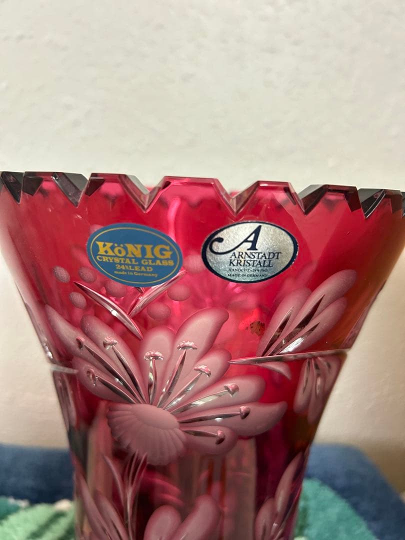 【新品未使用】König ケニッヒ クリスタルガラス 切子 花瓶 フラワーベース