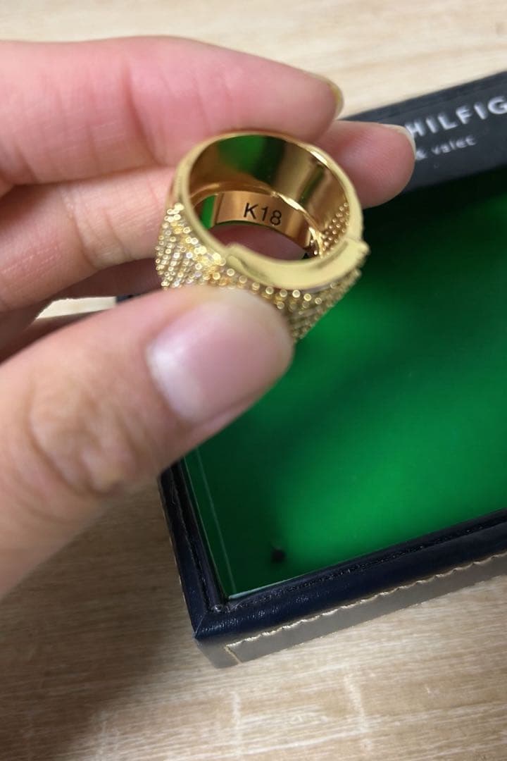 K18禁　リング　ストーン　メンズ　レディース　17〜18号