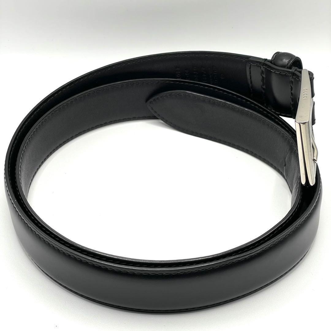 ✨良品✨GUCCI グッチ レザー ベルト GGロゴ ビジネス メンズ ブラック