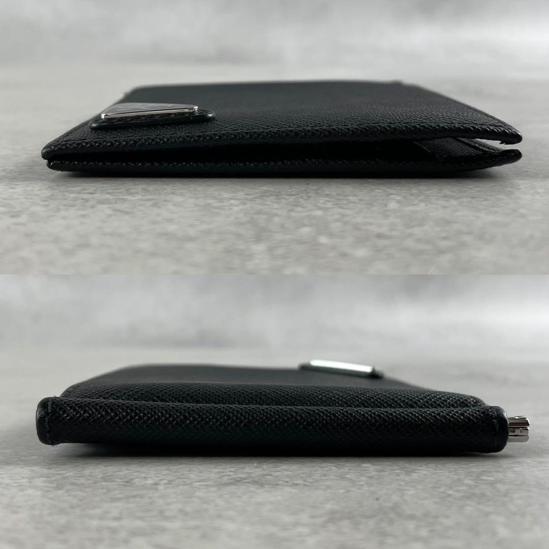 【新品同様 付属品完備】PRADA マネークリップ 三角ロゴ サフィアーノ 黒