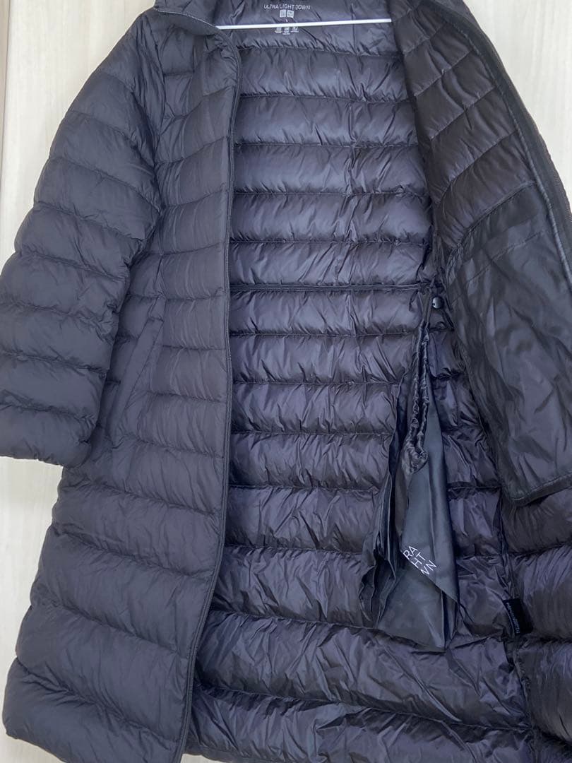 新品UNIQLO レディース　ライトダウン　ロングコート　L ブラック 黒　袋