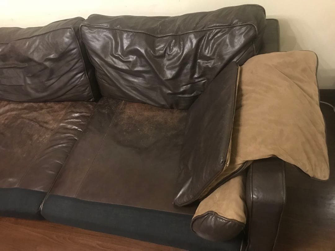 ソファー　本革　レザー　大型　5人掛け　ブラウン