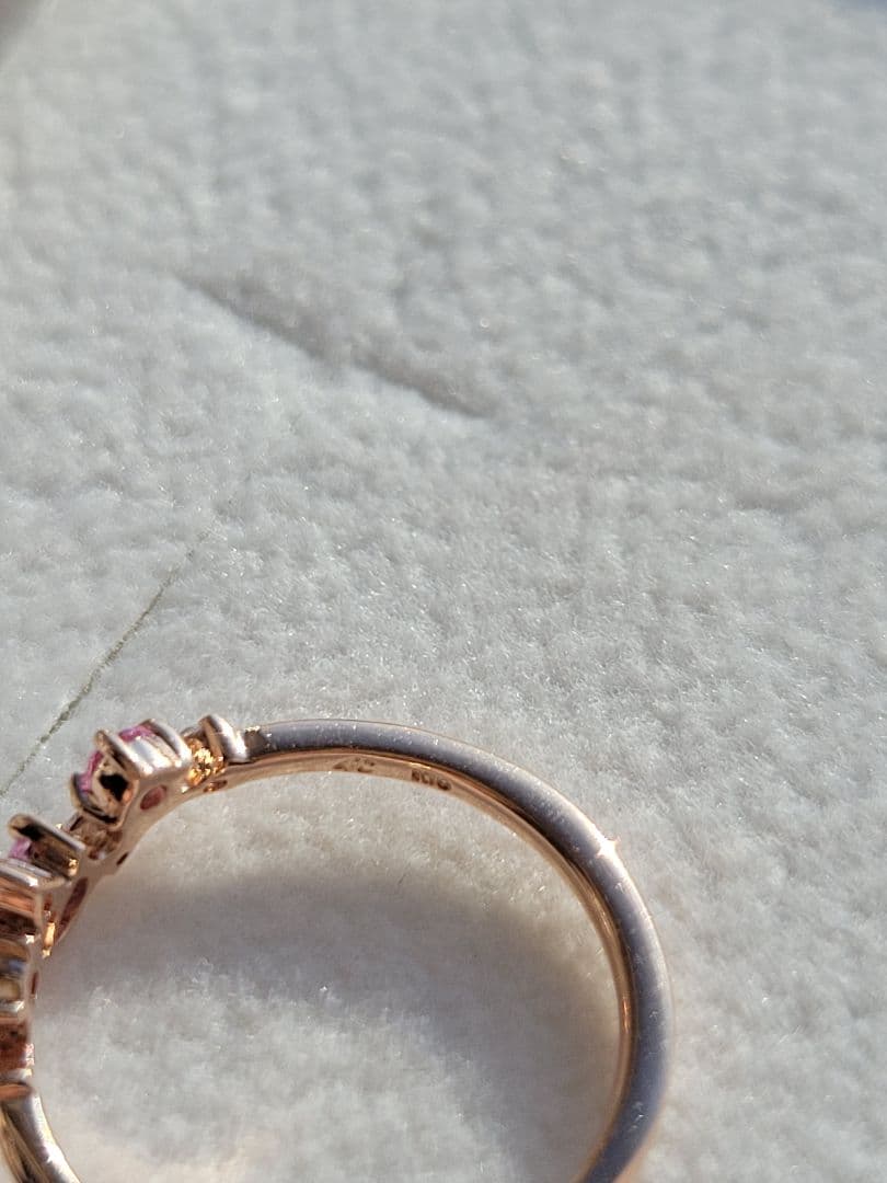 美品★4℃ K10 PG ルビー リング 指輪 ピンキー ジルコニア 2号