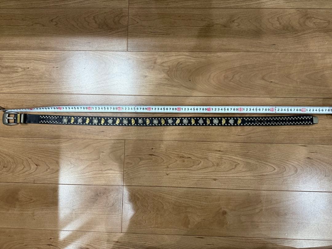 ヴェルサーチ VERSACE ゴールド　銀　メデューサ スタッズ レザー ベルト