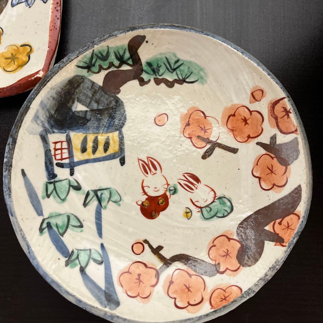 手作り工房　夕立窯　 お散歩うさぎ　幸せうさぎ　食器11点セット　陶器製