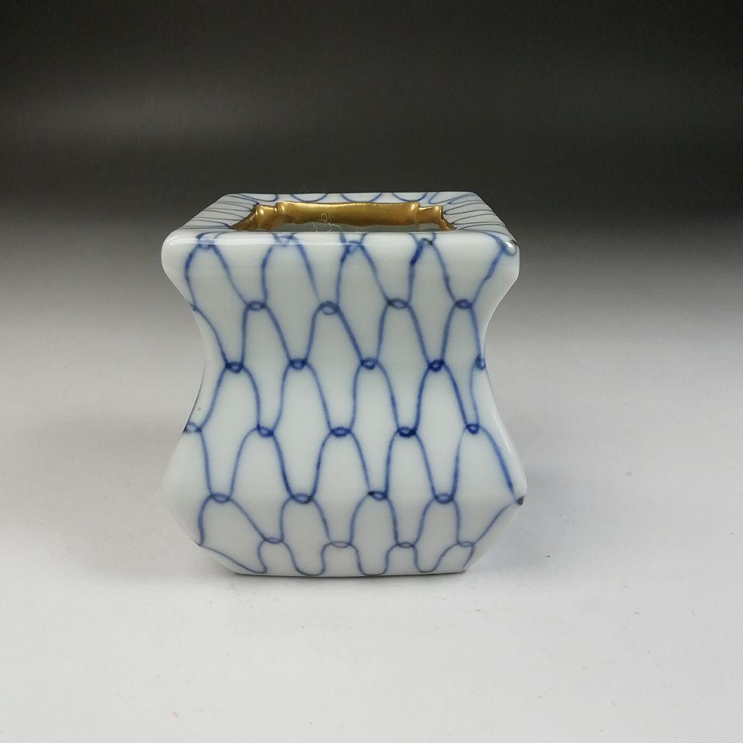 Ｗ１２４　蓋置　『色絵　網目』『高野昭阿弥 造』　共箱　茶道具