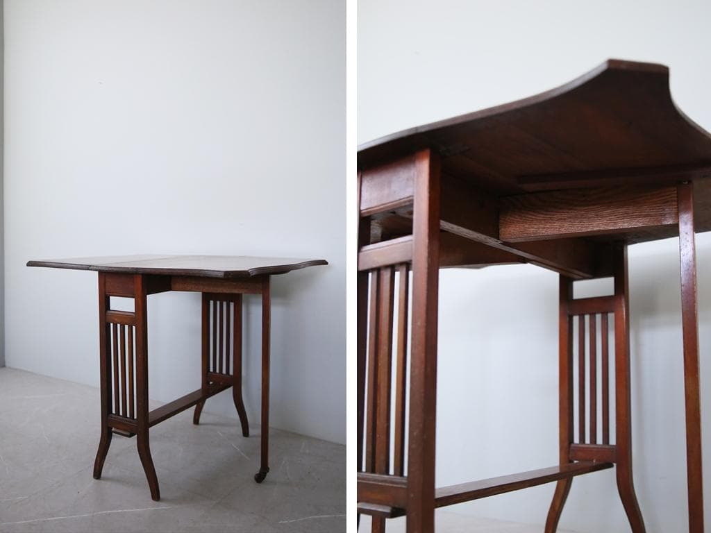 英国アンティーク木製ゲートレッグテーブル/ダイニング机/バタフライ(88-14)