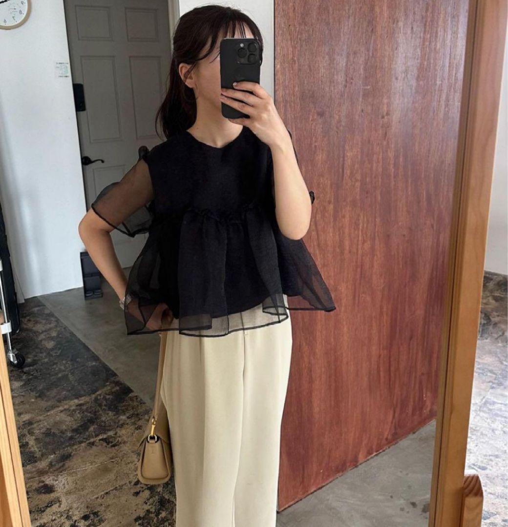 eim online Iam アイアム　ボリュームチュールブラウス　ブラック