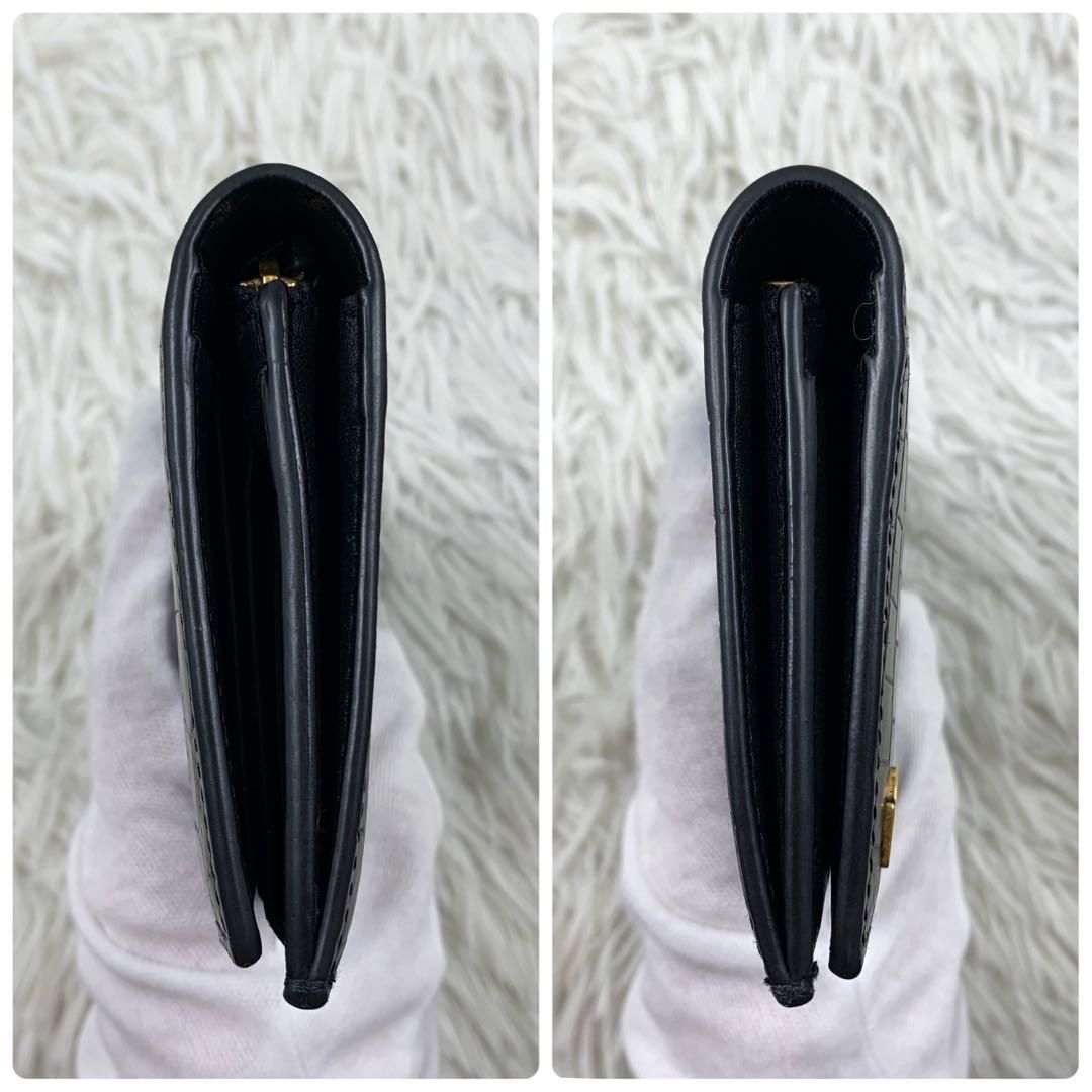 【✨極美品✨】サンローラン クロコ 長財布 カサンドラ ブラック 付属品完備