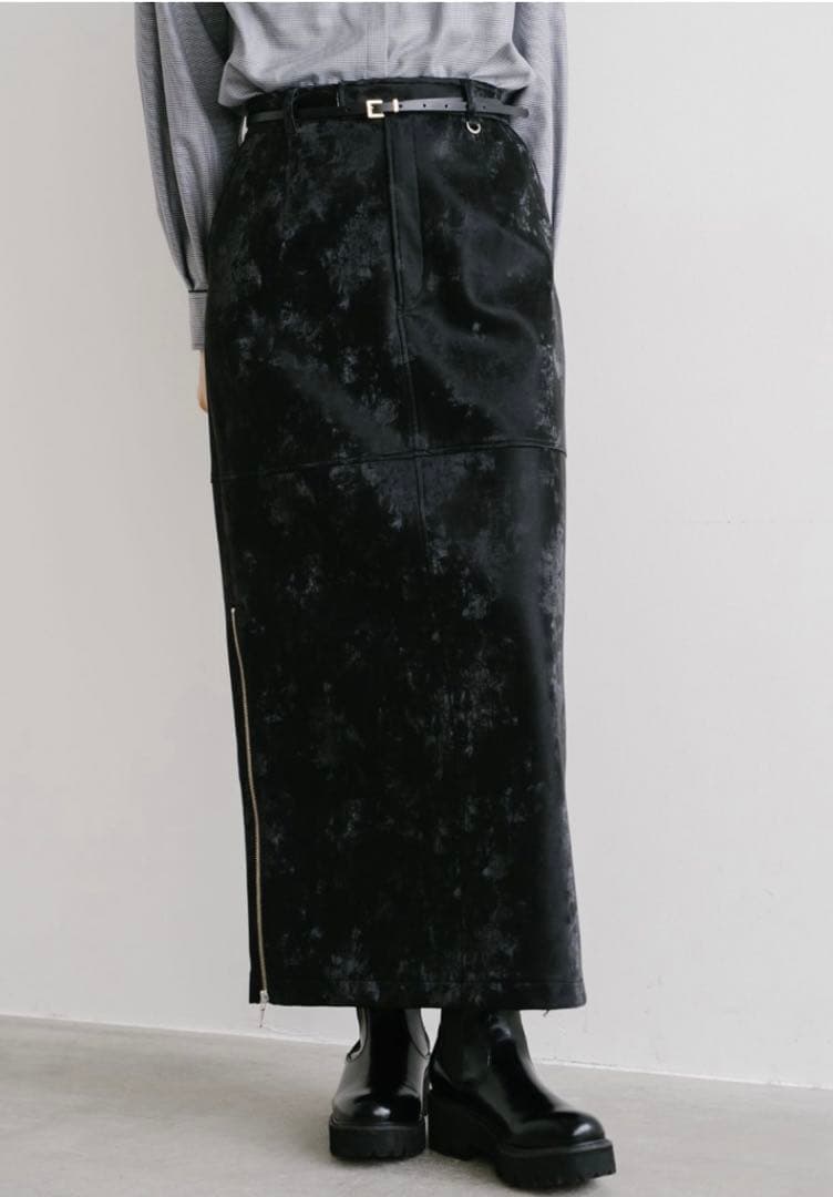 Stola. ストラ 合成皮革タイトスカート 黒 38