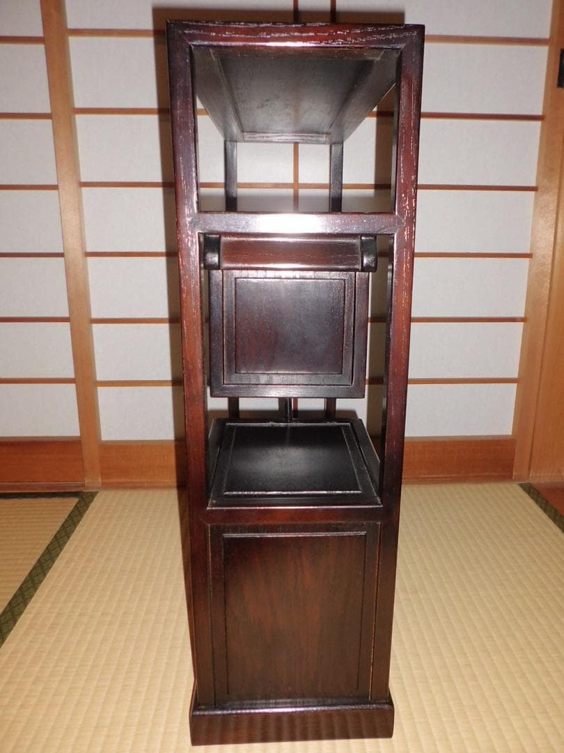 【奈良県旧家所蔵品】小振りな飾り棚　茶棚　茶箪笥　違い棚（54×54×20cm）