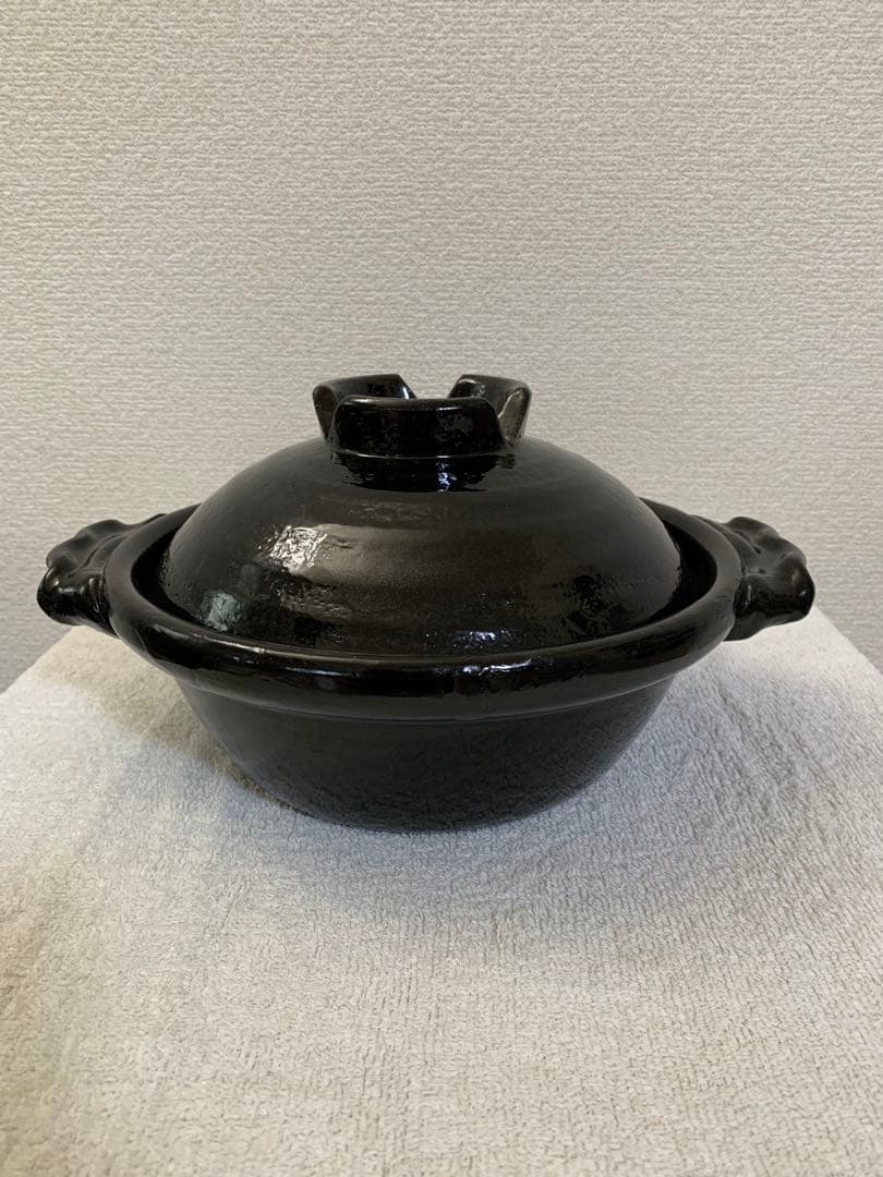 【土鍋・未使用】陶あん窯 京焼・清水焼 黒釉八号京鍋