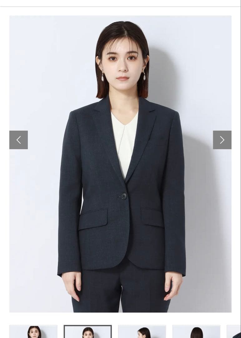 スーツスクエア パンツスーツ上下セット ネイビー 9号 38 Mサイズ