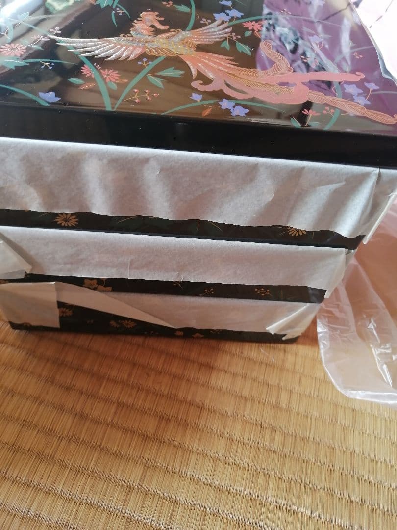 最終値下げ‼️【未使用】山中漆器 正倉院風蒔絵 鳳凰 重箱 三段重 おせち