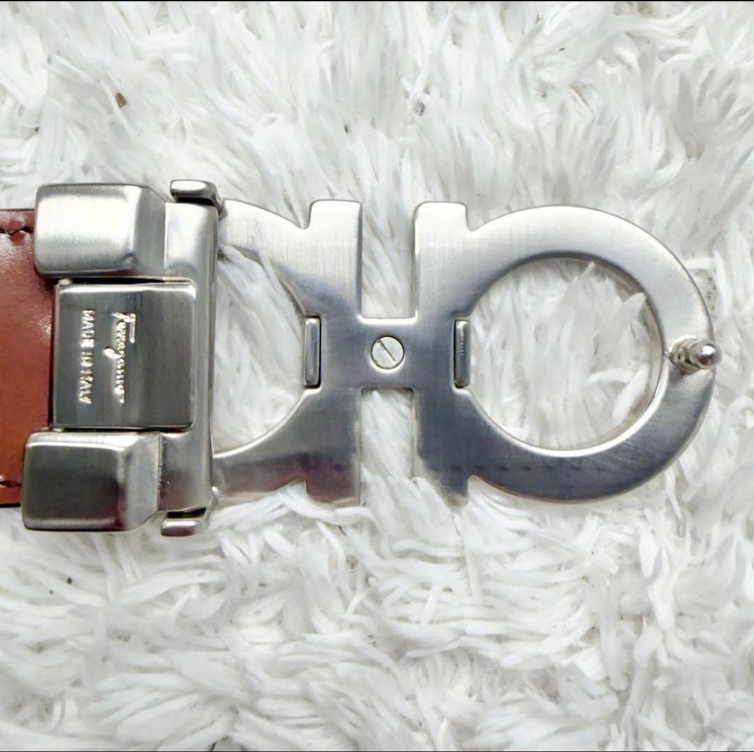 【極美品】フェラガモ ベルト ダブルガンチーニ ブラック シルバー