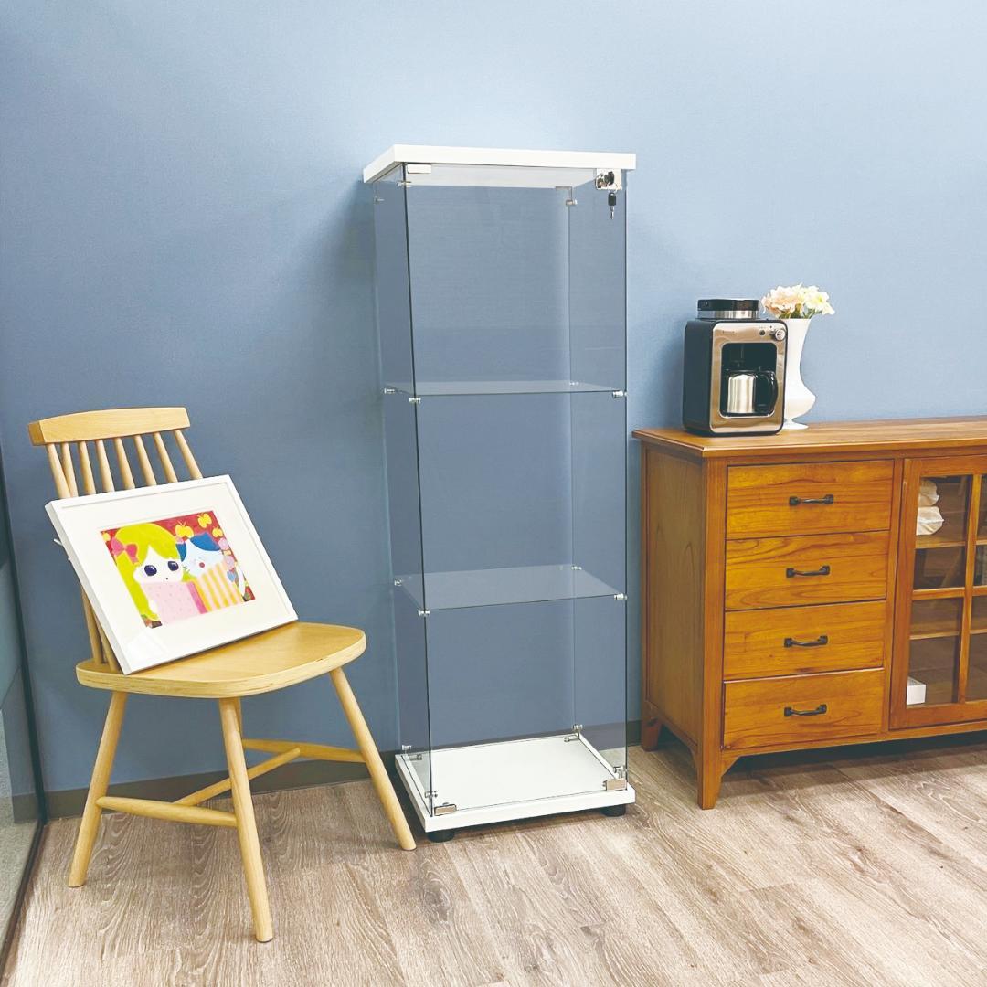 【新品】コレクションケース ガラス フィギュアケース 3段 棚 ホワイト