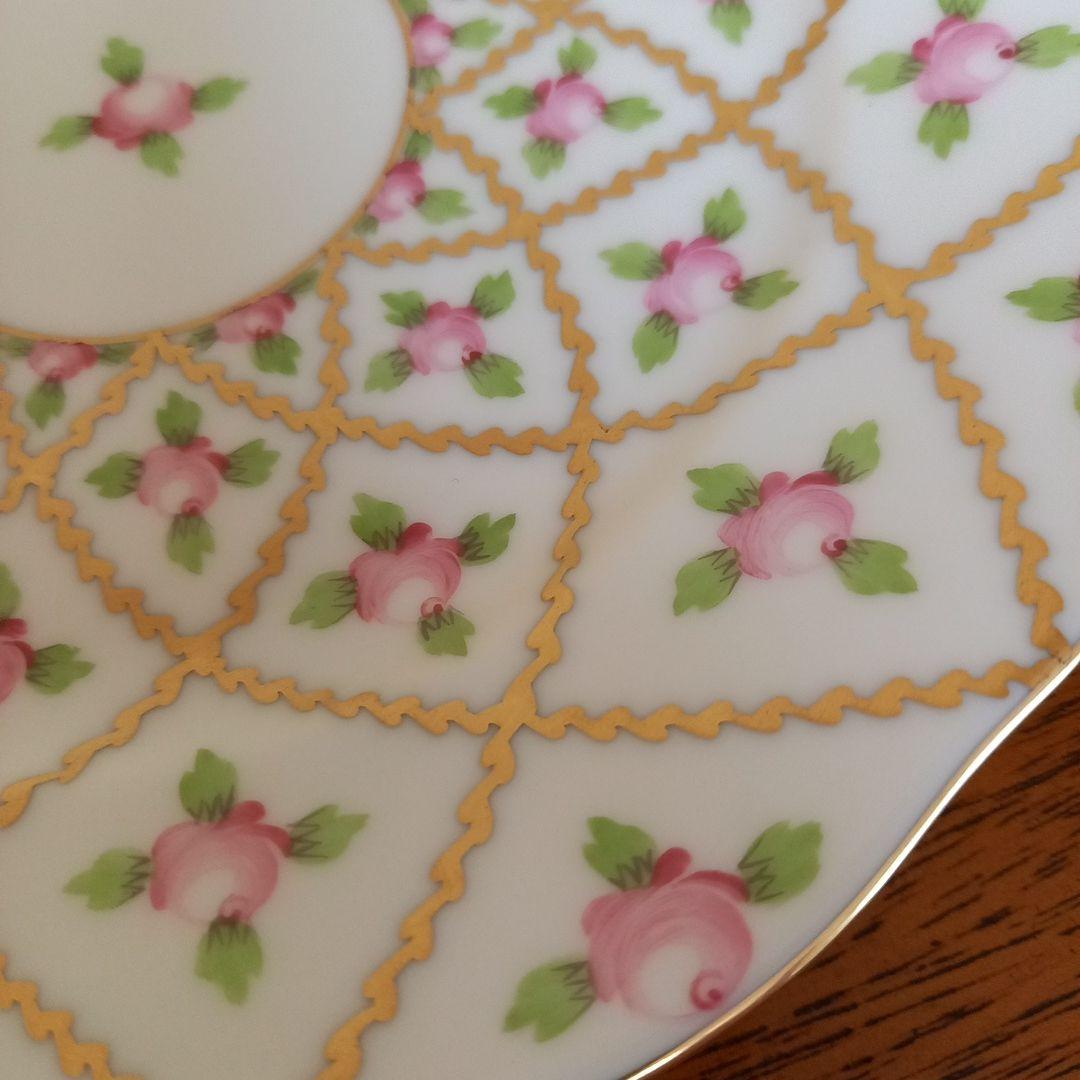 ヘレンド　セーブル風　小薔薇金彩　デザートプレート　Herend