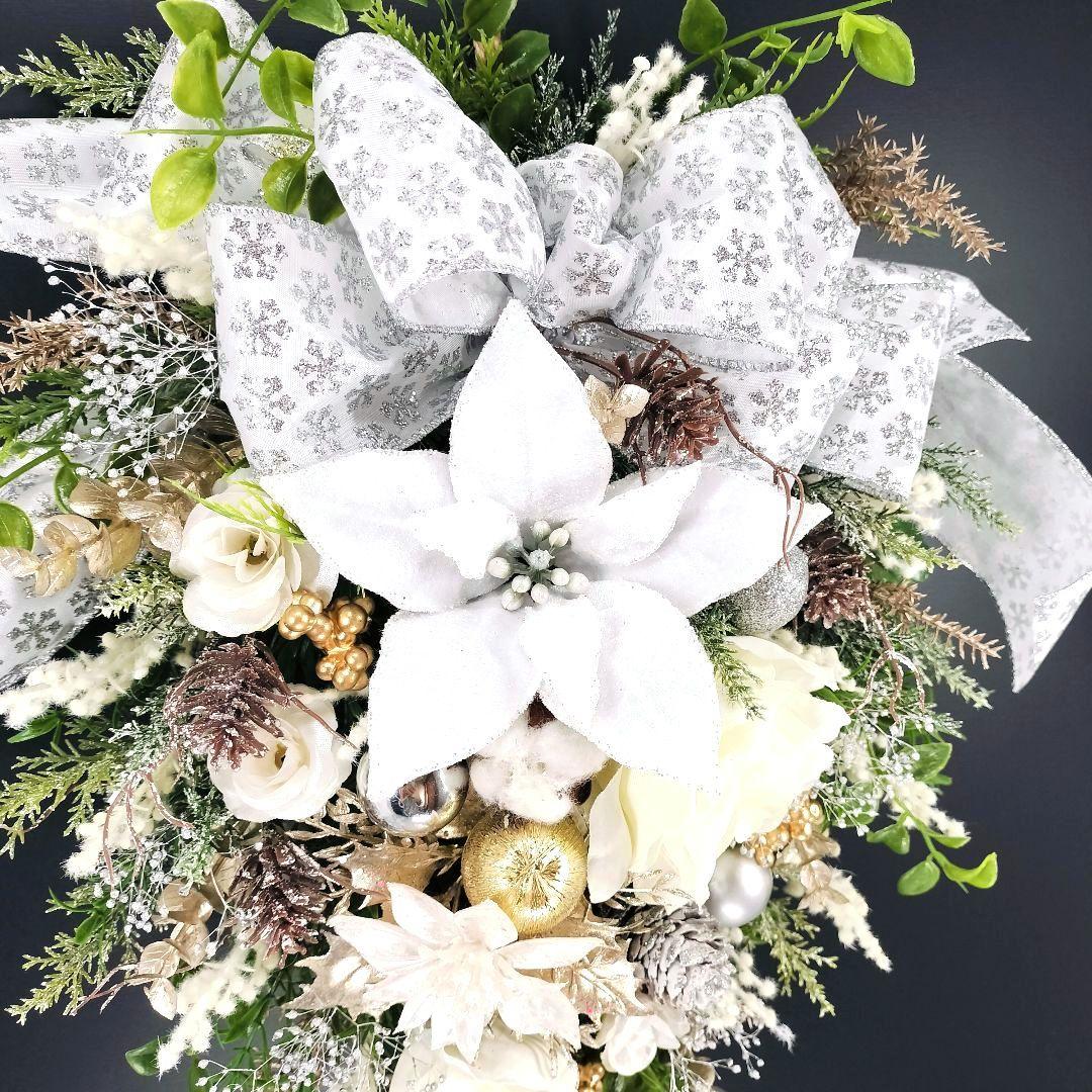 商品名【六花】ゆきこ❤️ポインセチアとローズのクリスマスリース