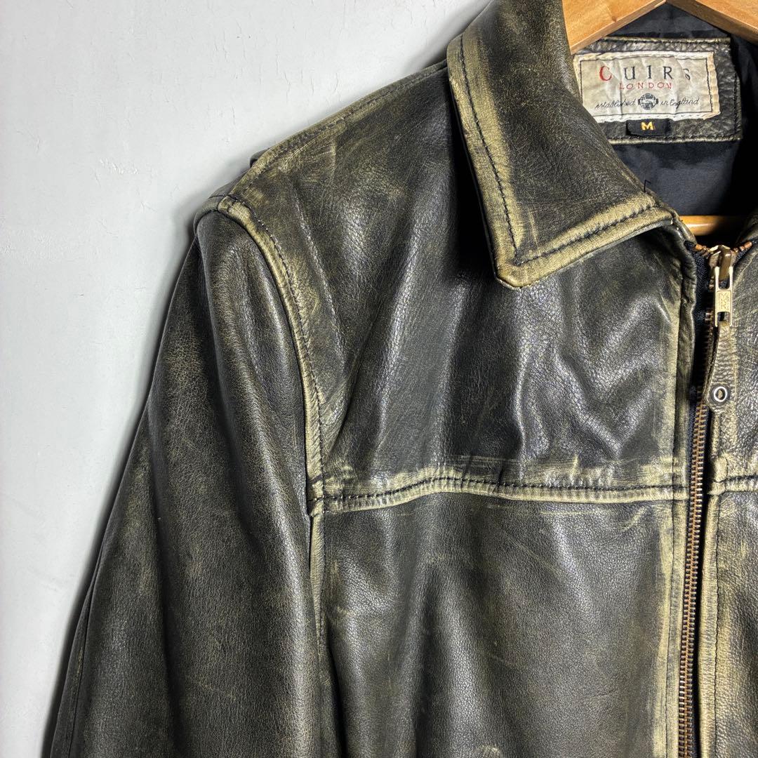 EURO VINTAGE シングルレザージャケット ボックス 短丈 カウハイド