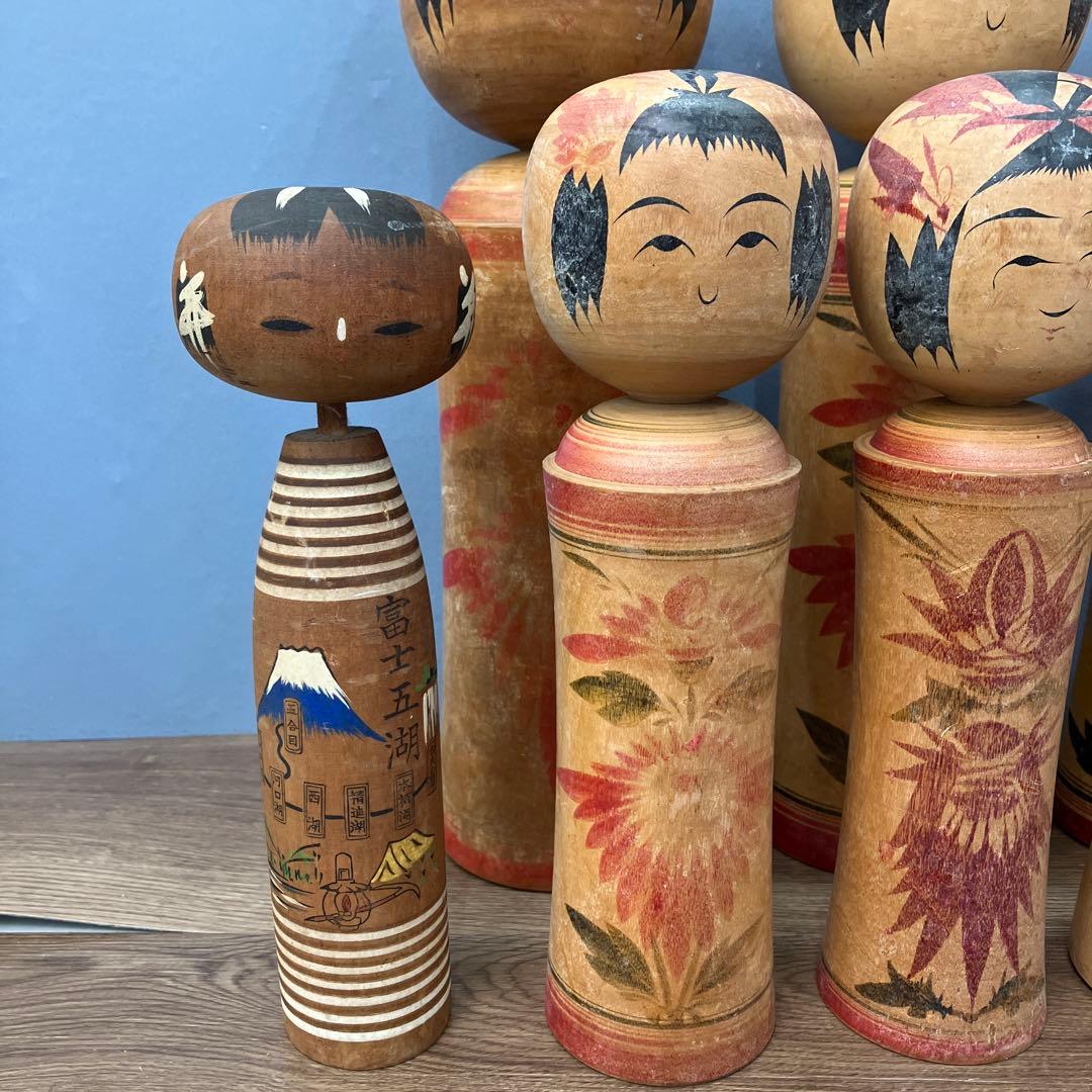 D-2 昭和レトロ 伝統こけし 11体セット 鳴子系 作家物 富士五湖 置物