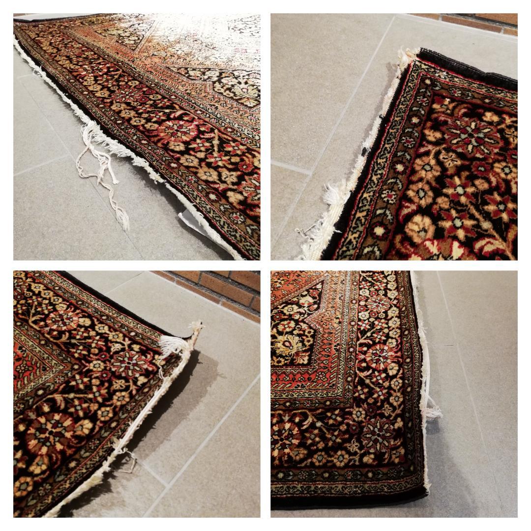 【1点物】高級ペルシャ手織絨毯クム産シルク100％ アンティーク　169×104