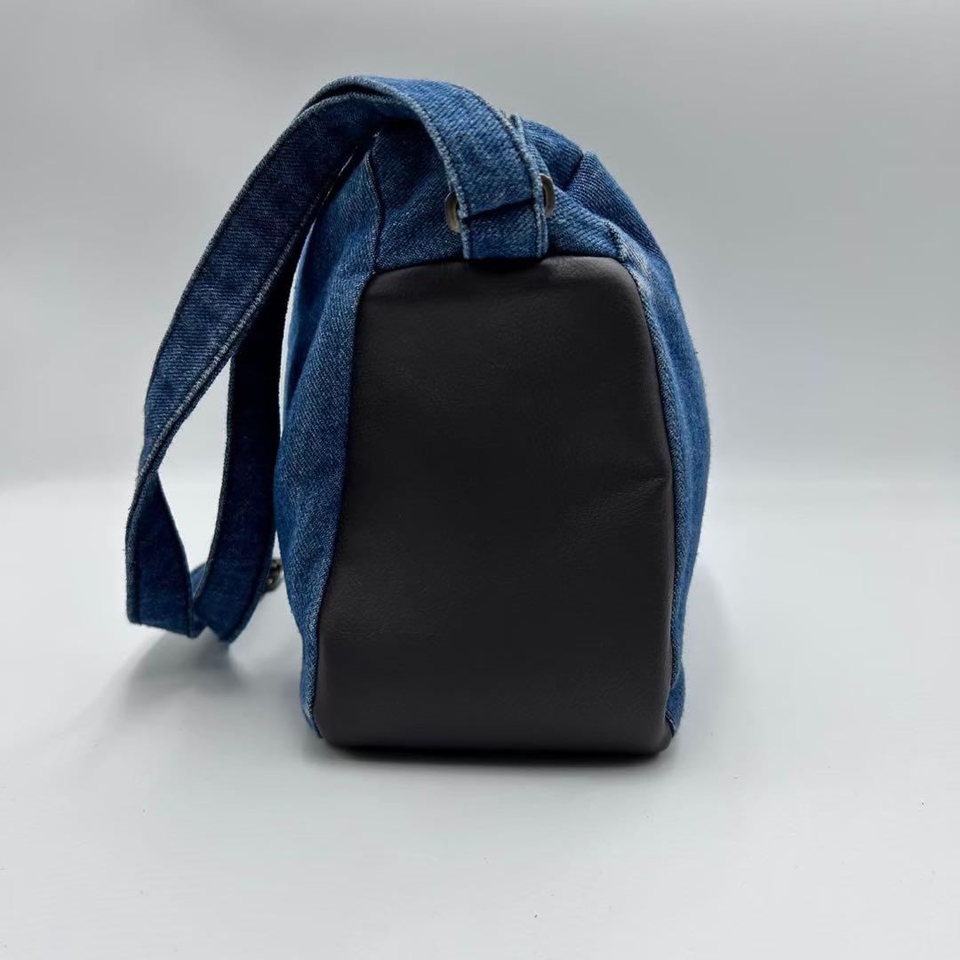 【希少】 ハンティングワールド ショルダーバック　デニム レザー 青