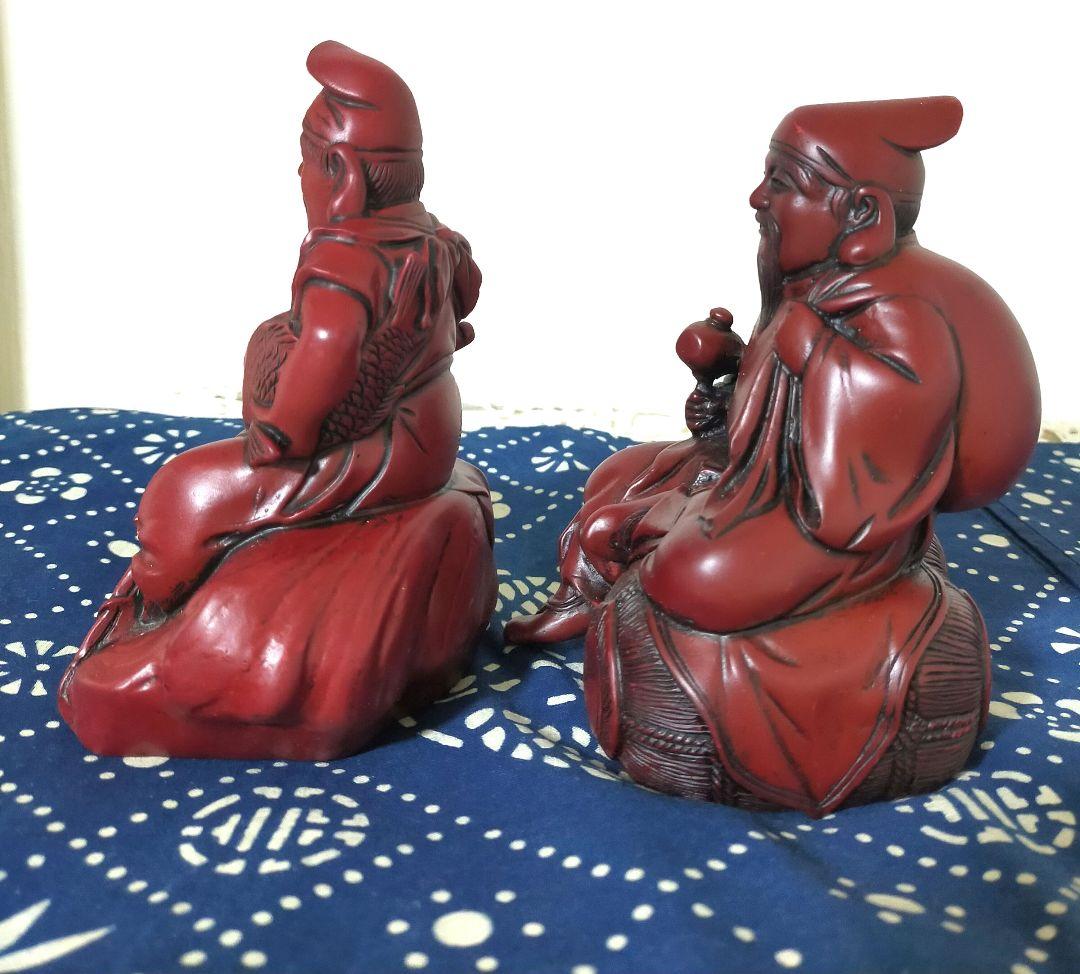 セール中!七福神縁起物　金運上昇、好運呼び込む大黒天様・恵比寿様の座像２点セット