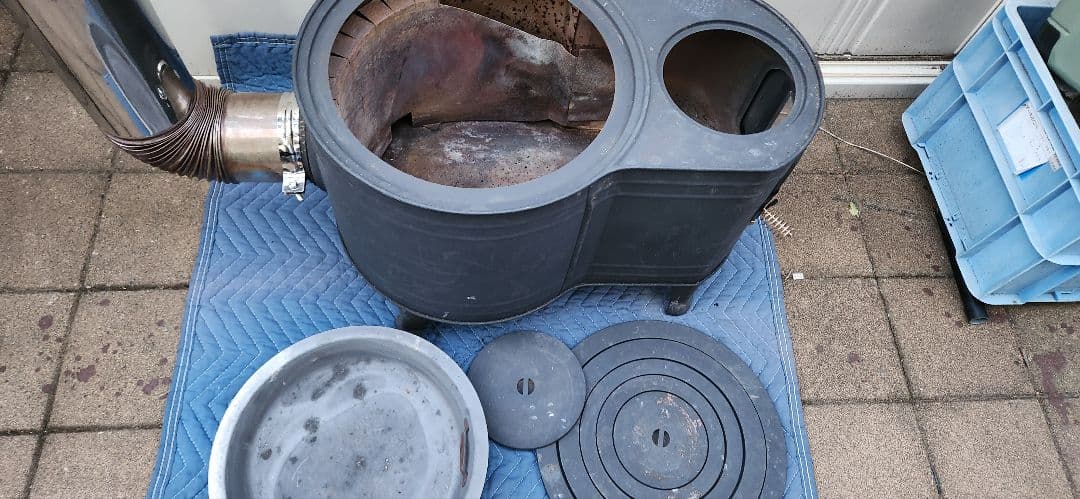 ホンマ 黒耐熱窓付時計型ストーブ ステンレ ス煙突セット 直接受渡歓迎