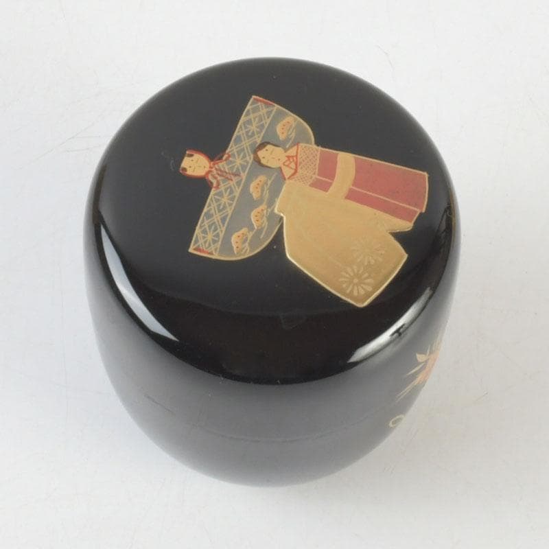 茶道具　加賀蒔絵師　和田寿峰作　立雛蒔絵　中棗　共箱　V　9675