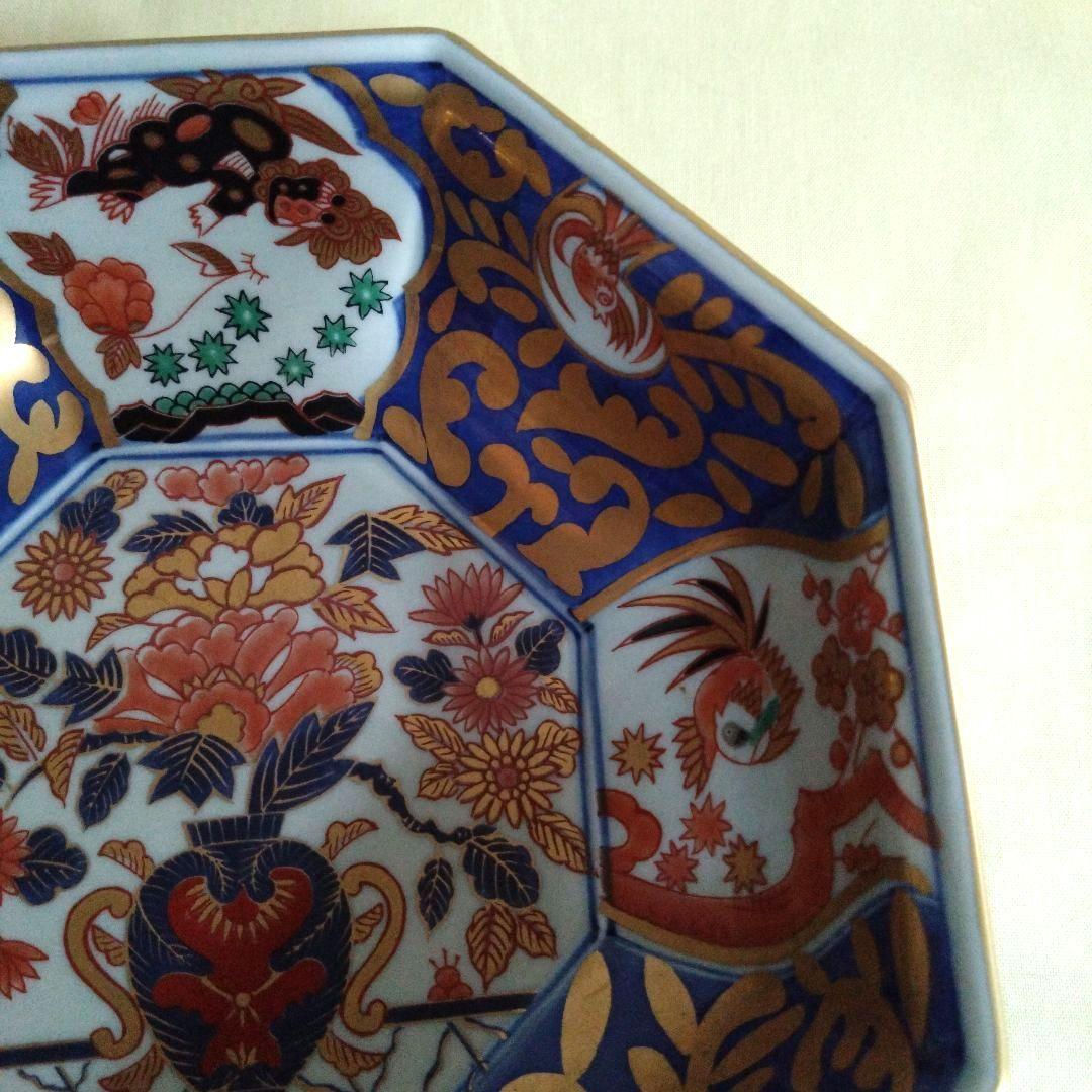 林九郎窯　有田焼　波佐見焼　金唐草花篭図　八角鉢