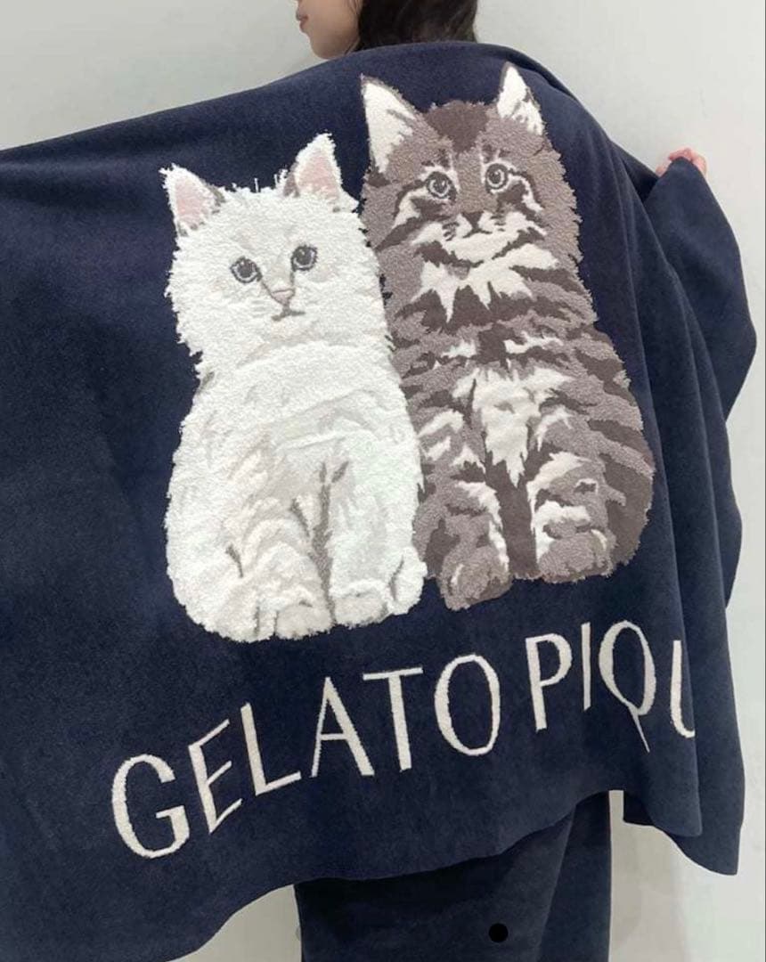 ジェラピケ　ツインキャットジャガードブランケット