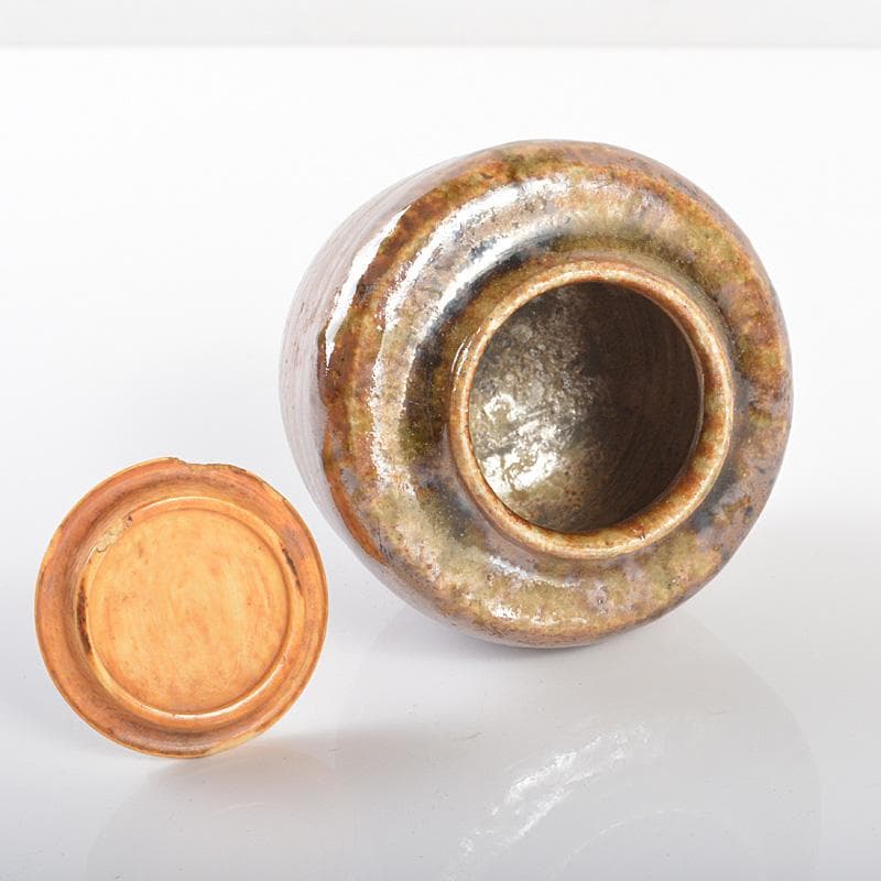 茶道具　瀬戸焼　肩衝茶入　仕覆付　 表千家十二代惺斎極め箱　M　R6298