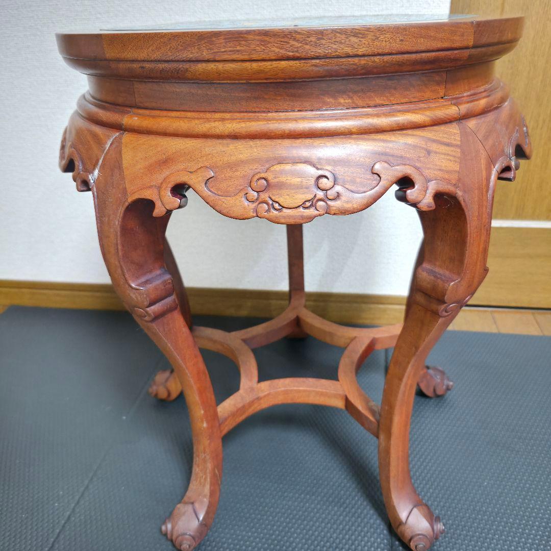 【188】景泰蘭　七宝天板　サイドテーブル　花台飾り台置台装飾時代 唐物中国美術