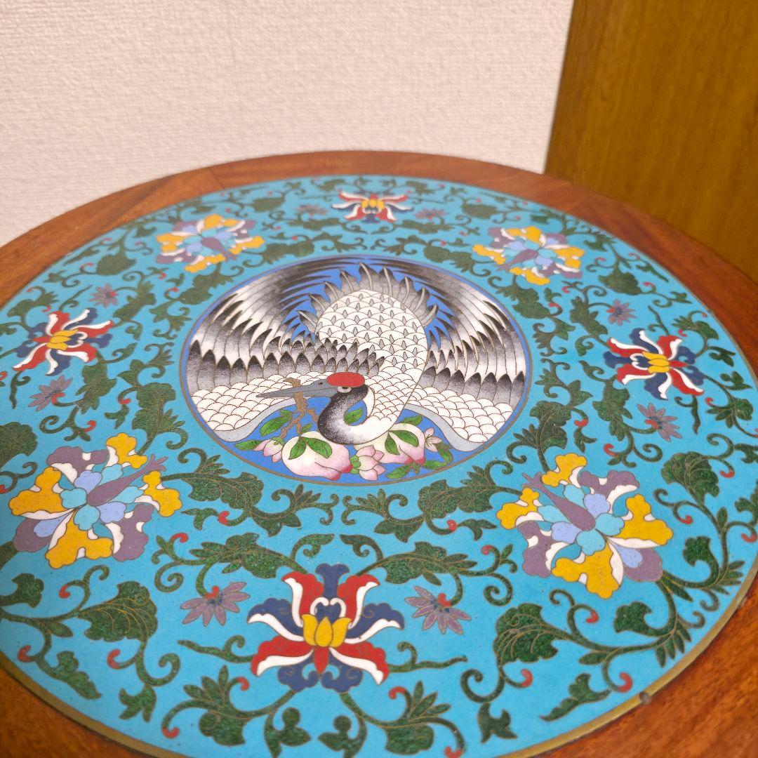 【188】景泰蘭　七宝天板　サイドテーブル　花台飾り台置台装飾時代 唐物中国美術