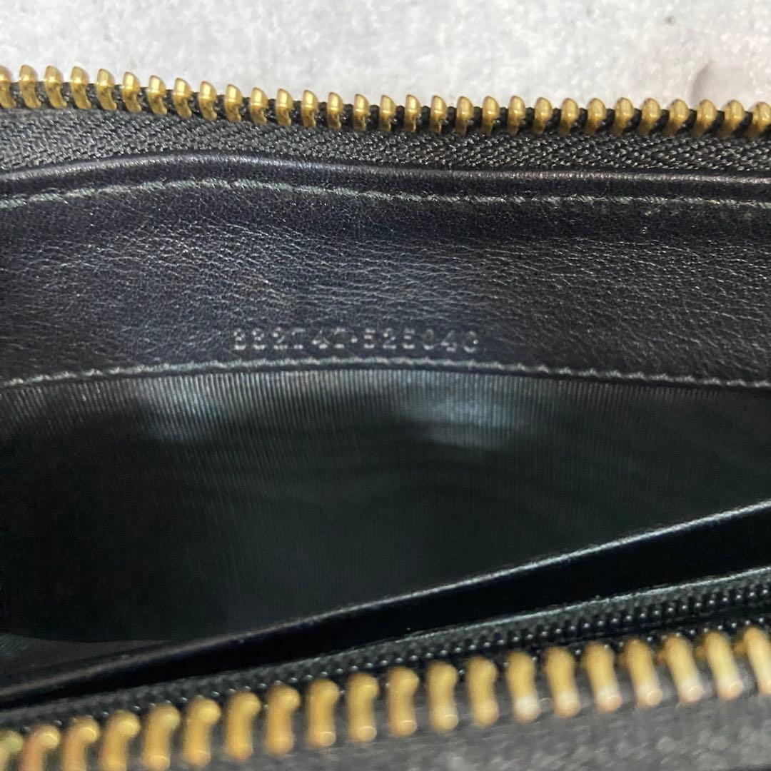 【金川ライ】グッチ シマレザー　GG柄　L字ファスナー 長財布ブラック箱付