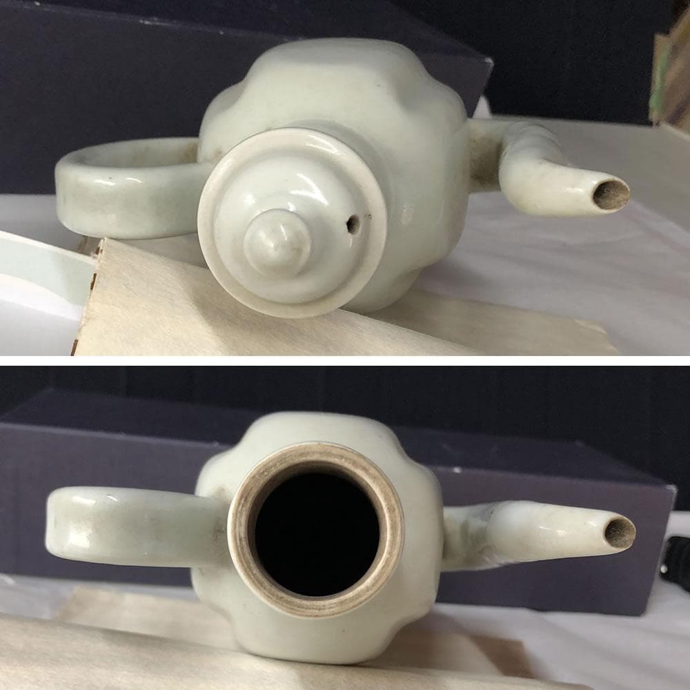 e3042 九谷焼 白磁 仙盞瓶 明治時代 水注 煎茶瓶 煎茶道具 茶道具