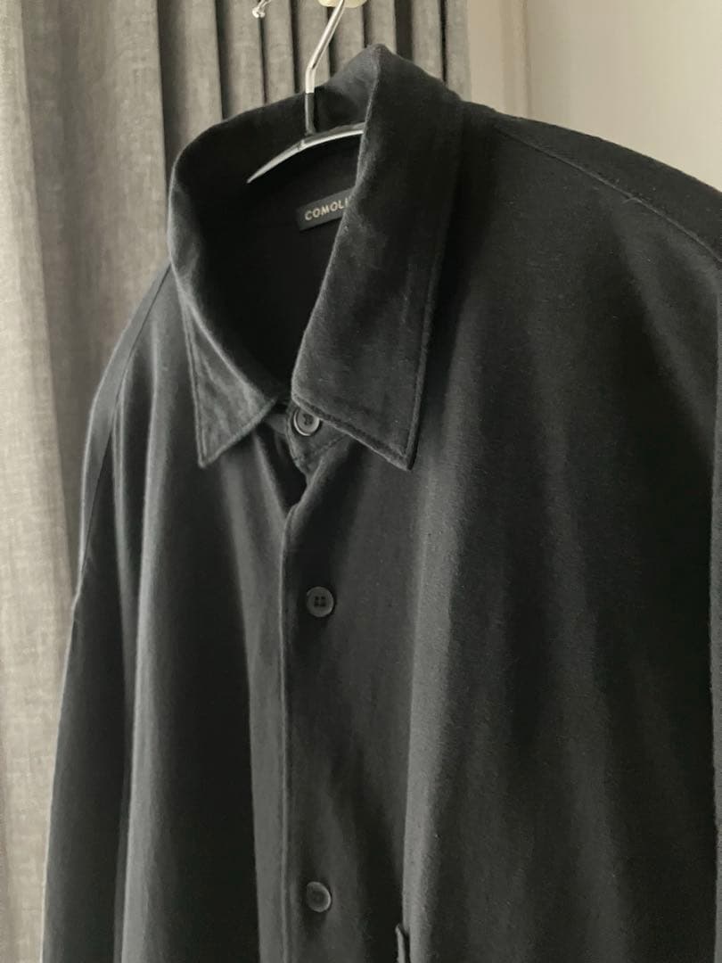 COMOLI 25SS ジャージ コモリシャツ サイズ1 ブラック