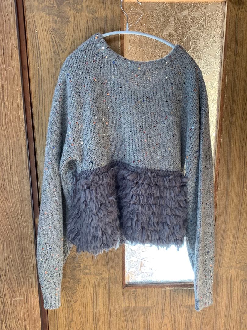 Andequal フリンジデザイングリッターニット