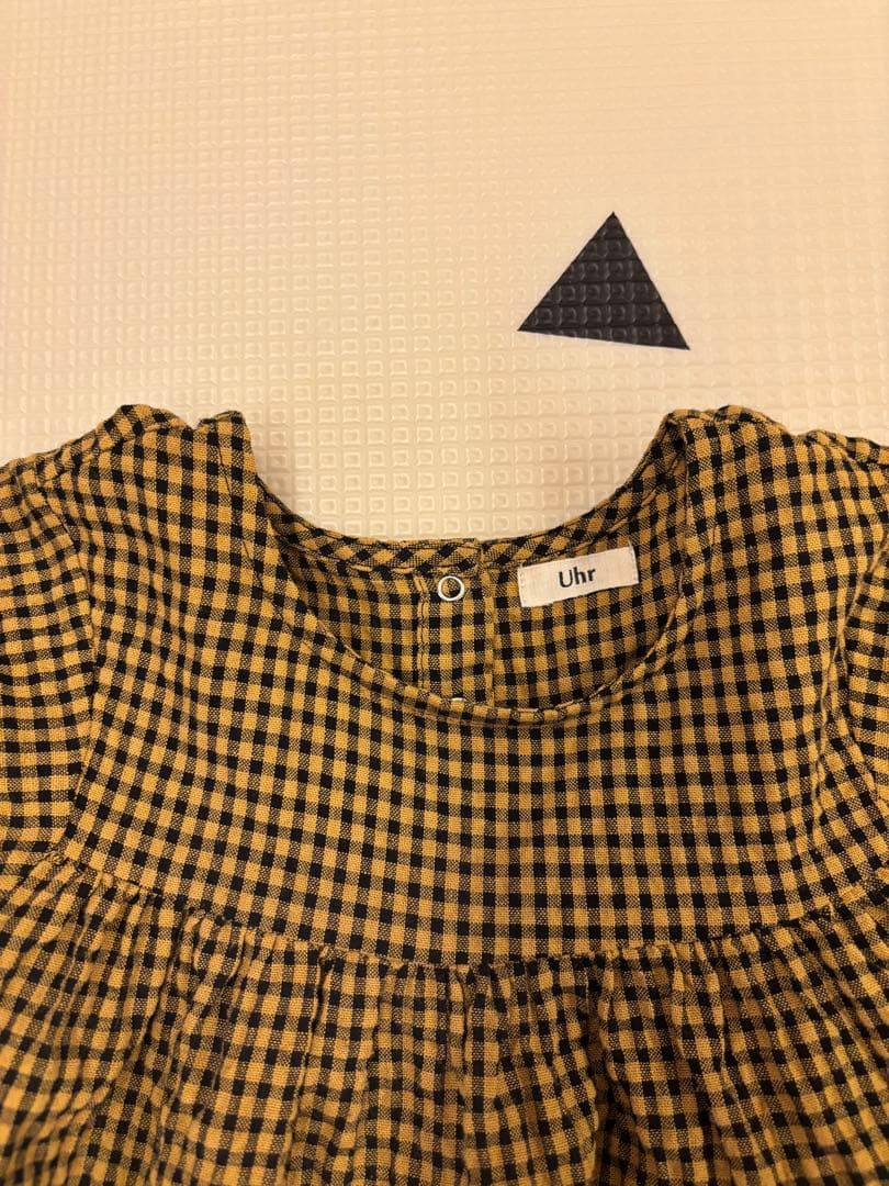 ワンピース Uhr Checkered Tiered Dress yellow&black