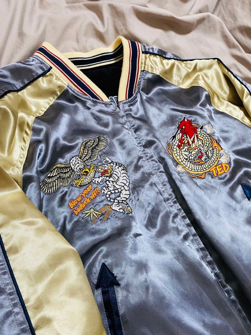 TEDMAN スカジャン ２面用 日本限定 別珍 サテン 鯉と波 unisex