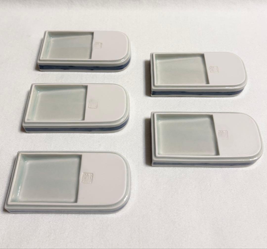 福泉窯 鮨 千代口 醤油皿 小皿 小鉢 染付 5柄 5客 海老 蟹 桜