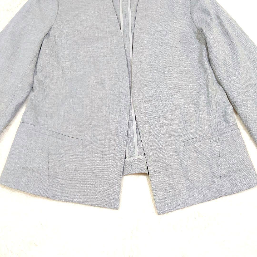 theory ノーカラー Vネック ストレッチ パンツスーツ グレー Mサイズ