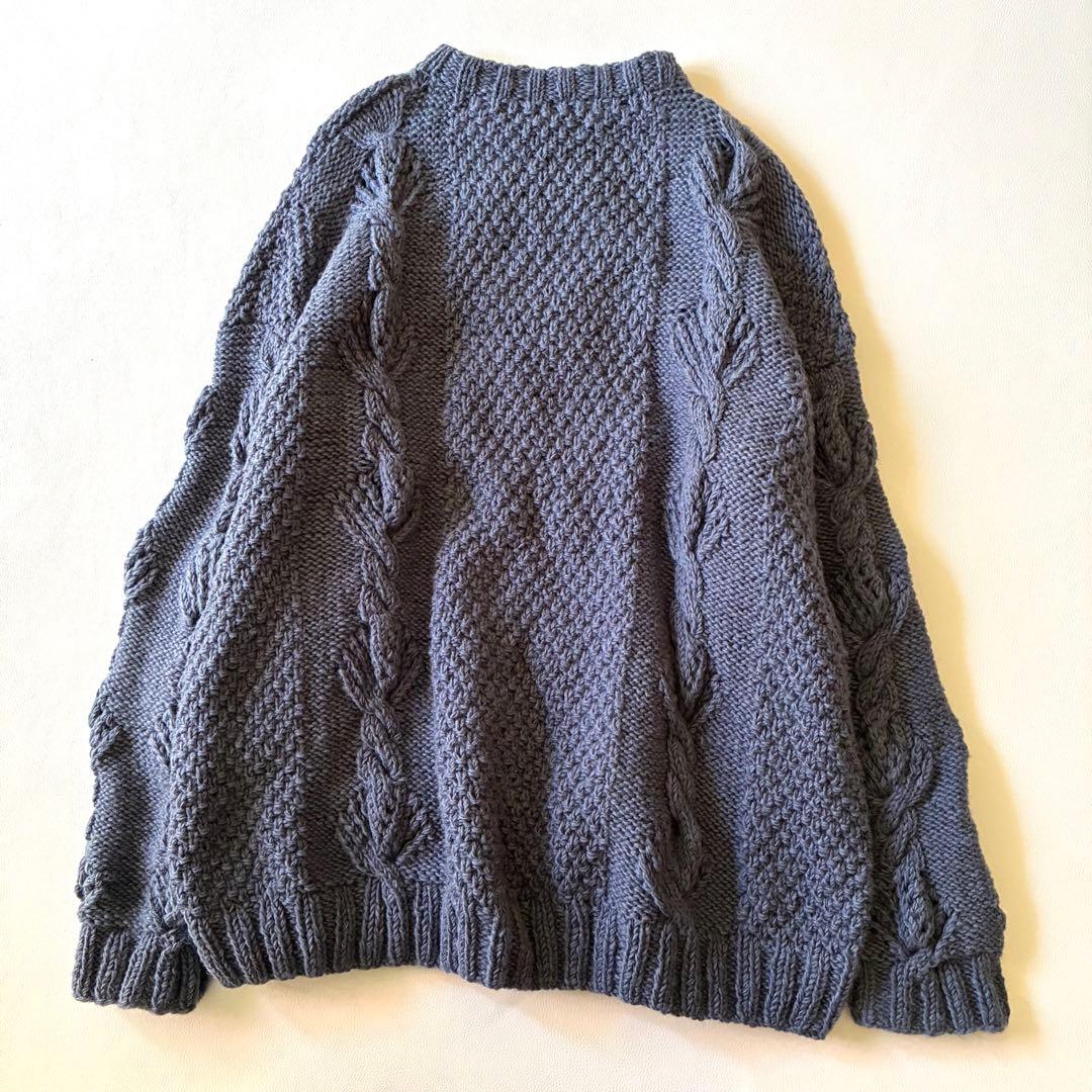 【美品】ジャーナルスタンダード　ネパール製ぽこぽこハンドニット　くすみブルー