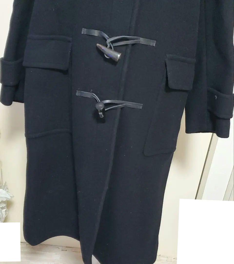 FRAY ID ウール90% ダッフルロングコート ブラック フード付き