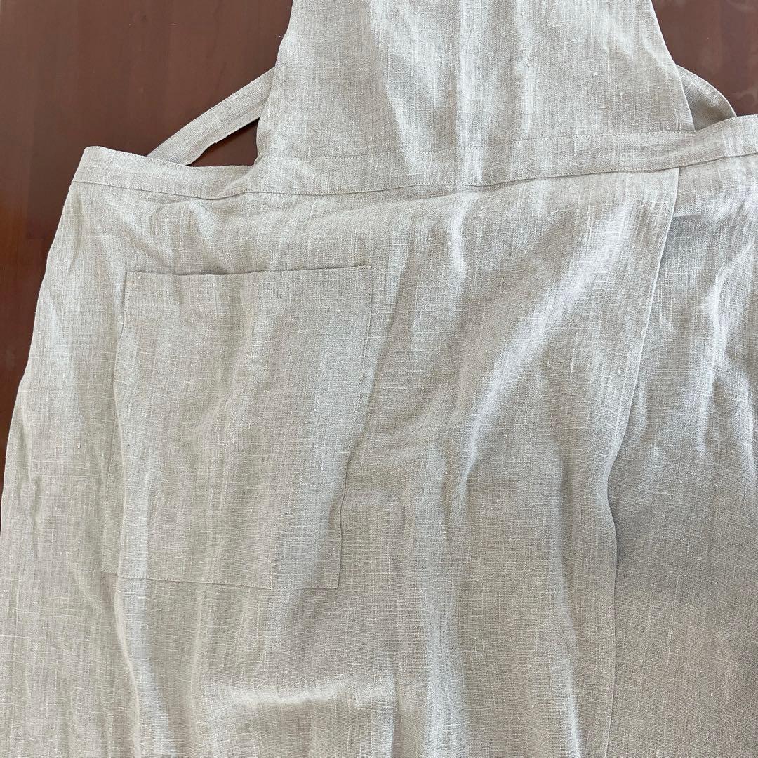 リネン エプロン リネンエプロン サロンエプロン ベージュ 作業用エプロン