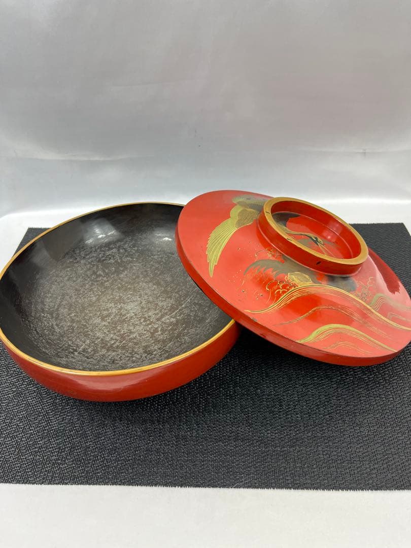 【箱入漆器】漆芸 御盆 アンティーク 2029